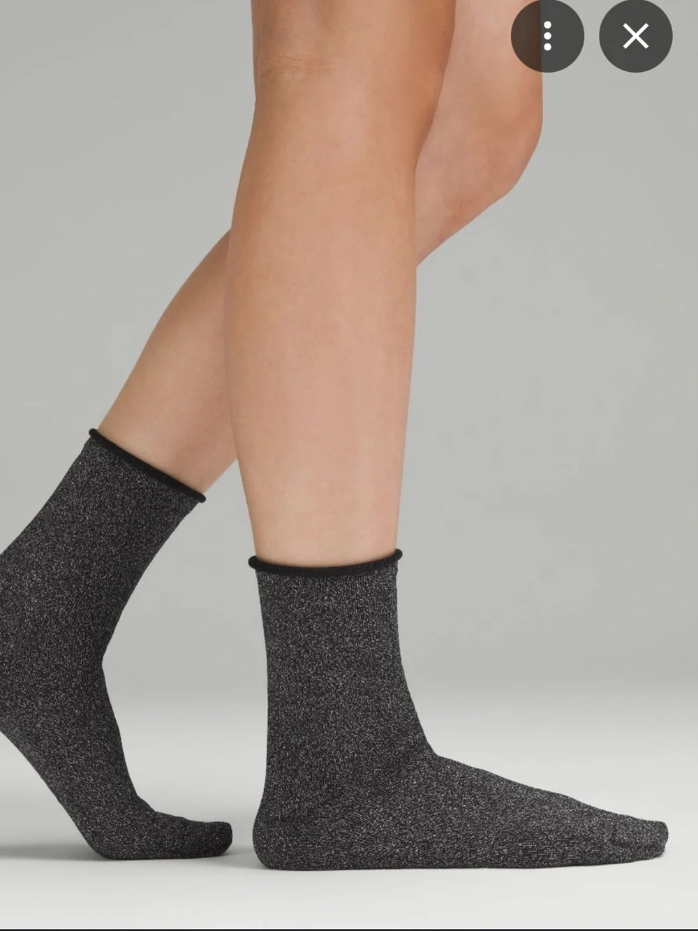 Lululemon 2 Pair Red & Black Daily Stride Sparkle Socks - Quarter Length Large